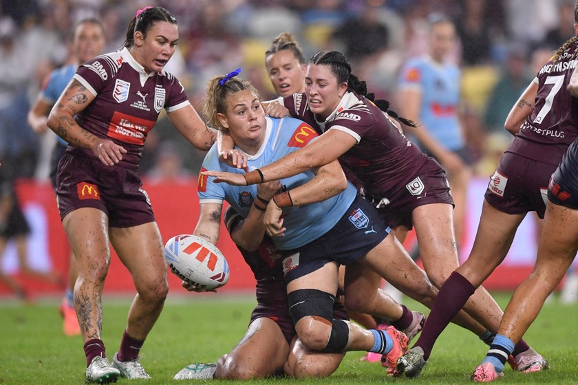 Caitlan Johnston-Green in action for the NSW Sky Blues earlier this year.