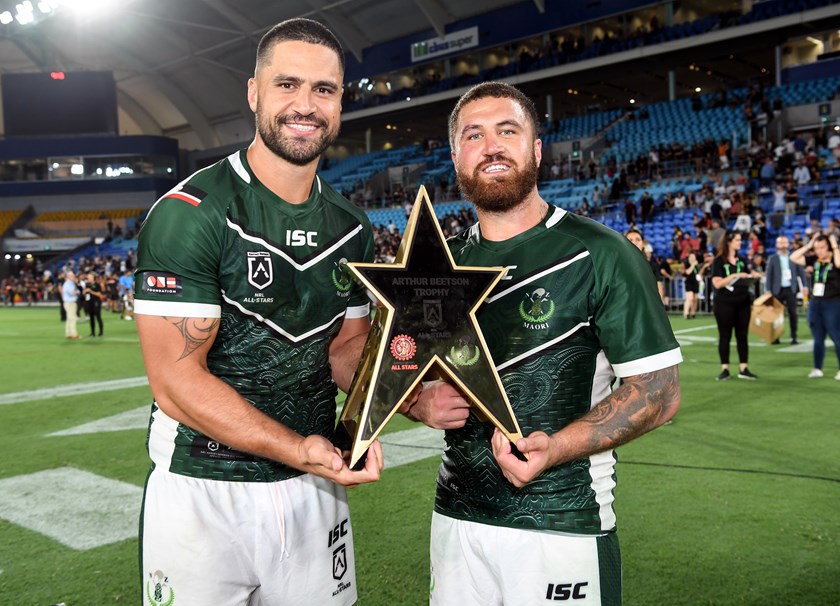 Jesse Bromwich with brother Kenny Bromwich, who has been a huge part of his career, representing the Māori All Stars.