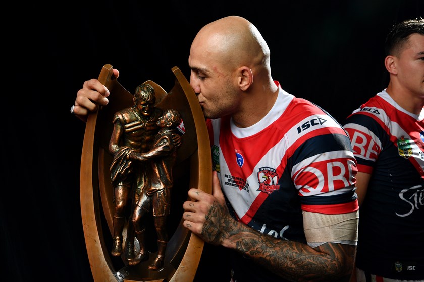 Blake Ferguson with the premiership trophy.